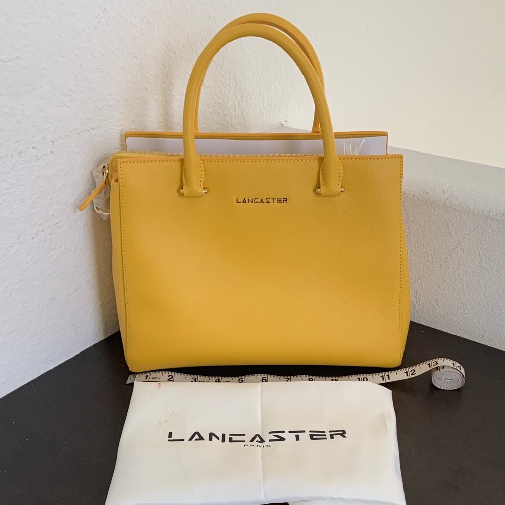 Lancaster Yellow Saffiano Leather Satchel